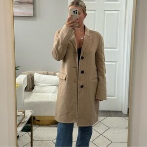 Burberry Coat Long Single Breasted Cashmere Blend in Camel Tan